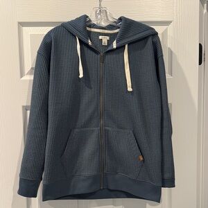 L.L. Bean Blue Waffle Knit Hooded Jacket